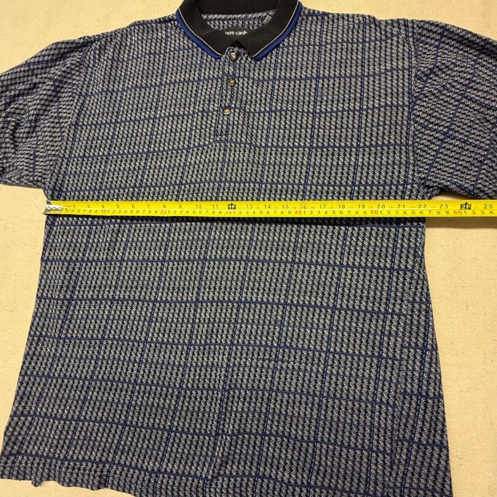 Pierre Cardin Mens XXL Polo Shirt Blue Grid Textured Knit Short Sleeve RN 40330 - Picture 5 of 8
